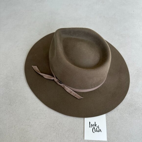 NWT Lack Of Color Moss Zulu Wool Felt Fedora Hat In Moss Brown Wide Brim - Picture 8 of 11